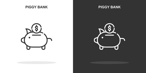 Fototapeta premium piggy bank line icon. Simple outline style.piggy bank linear sign. Vector illustration isolated on white background. Editable stroke EPS 10