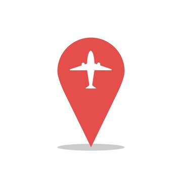 recommend clip art: Map Location And Direction Icon Symbol With Plane Sign Indicating Airport. Airplane linear icon. Concept of holiday, tourism, trip, exploration, delivery, travel. Airplane linear icon.