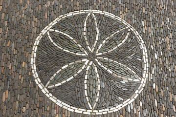 Historical sidewalk paving stones with ornament. Freiburg. Germany