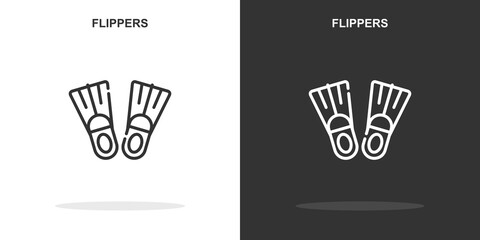 flippers line icon. Simple outline style.flippers linear sign. Vector illustration isolated on white background. Editable stroke EPS 10