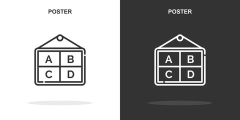 poster line icon. Simple outline style.poster linear sign. Vector illustration isolated on white background. Editable stroke EPS 10