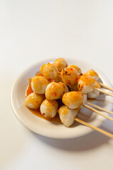 pork ball grill Thailand street food Soft-focus image