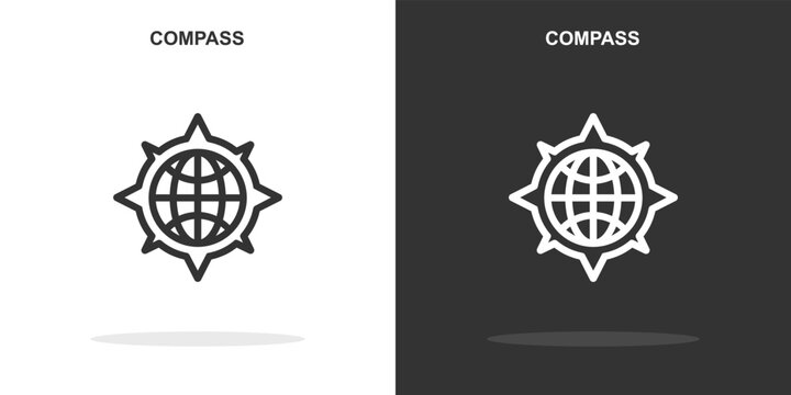 compass line icon. Simple outline style.compass linear sign. Vector illustration isolated on white background. Editable stroke EPS 10
