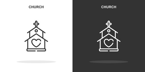 church line icon. Simple outline style.church linear sign. Vector illustration isolated on white background. Editable stroke EPS 10