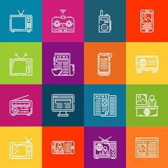 Modern thin line icons set of channel elements. Premium quality outline symbol collection. Simple mono linear pictogram pack. Stroke vector logo concept for web graphics