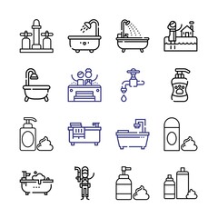 bathtub Icon Set with line icons. Modern Thin Line Style. Suitable for Web and Mobile Icon. Vector illustration EPS 10.