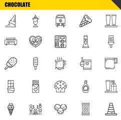 chocolate vector line icons set. ice cream, ice cream and ice cream Icons. Thin line design. Modern outline graphic elements, simple stroke symbols stock illustration