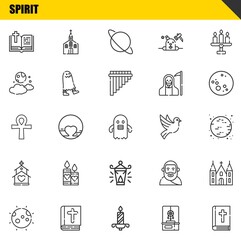 spirit vector line icons set. bible, moon and cross Icons. Thin line design. Modern outline graphic elements, simple stroke symbols stock illustration