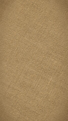 Fototapeta na wymiar Light brown woven surface close up. Linen textile texture. Fabric handicraft glamorous background. Textured braided home backdrop. Len mobile phone wallpaper with vignetting. Macro