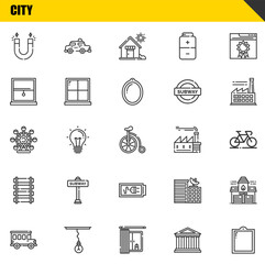 city vector line icons set. magnet, bus and ferris wheel Icons. Thin line design. Modern outline graphic elements, simple stroke symbols stock illustration