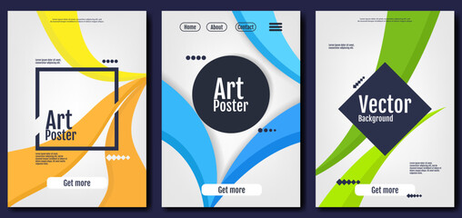 Set of vector modern poster. Design with dynamic shapes for greeting card, wallpaper, flyer, brochure. 