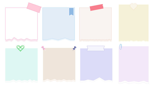 set of blank cute paper templates printable planner, journal, reminder, notes, checklist, memo, writing pad. cute perfect for your design