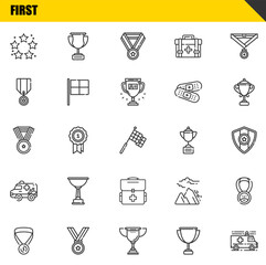 first vector line icons set. best, medal and medal Icons. Thin line design. Modern outline graphic elements, simple stroke symbols stock illustration