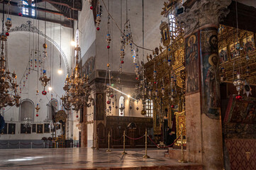 Intérieur de la Basilique de la Nativité à Bethléem en Israël