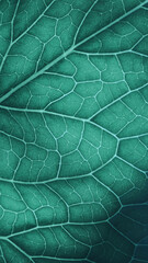 Plant leaf closeup. Mosaic pattern of nerve and veins. Abstract vertical background on vegetable theme. Beautiful nature backdrop. Green-blue tinted phone wallpaper. Horseradish leaf structure. Macro