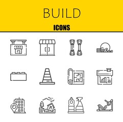 build vector line icons set. real estate, entrances and chest expander Icons. Thin line design. Modern outline graphic elements, simple stroke symbols stock illustration