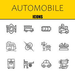 Fototapeta premium automobile vector line icons set. plate, bus and tire Icons. Thin line design. Modern outline graphic elements, simple stroke symbols stock illustration