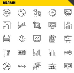 diagram vector line icons set. vision, chart and subway Icons. Thin line design. Modern outline graphic elements, simple stroke symbols stock illustration