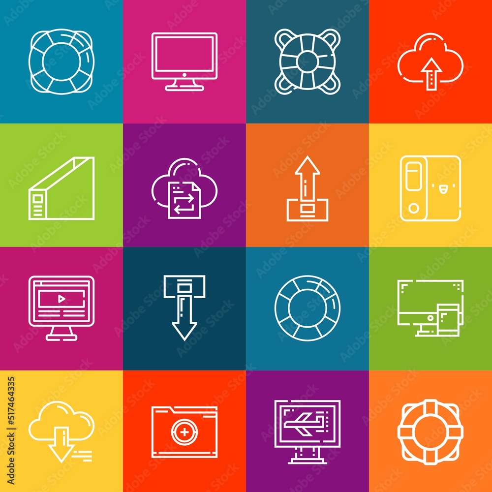 Fototapete Modern thin line icons set of server elements. Premium quality outline symbol collection. Simple mono linear pictogram pack. Stroke vector logo concept for web graphics