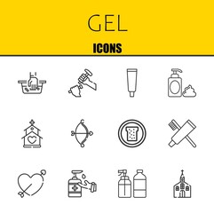 gel vector line icons set. hand wash, sculpture and tooth paste Icons. Thin line design. Modern outline graphic elements, simple stroke symbols stock illustration