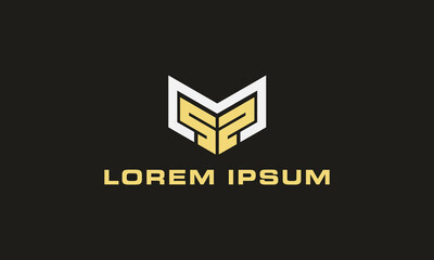 vector graphic logo design, abstract M and S monogram in symmetrical shape, simple modern sophisticated