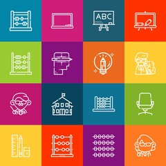 Modern thin line icons set of classroom elements. Premium quality outline symbol collection. Simple mono linear pictogram pack. Stroke vector logo concept for web graphics