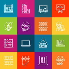 Modern thin line icons set of classroom elements. Premium quality outline symbol collection. Simple mono linear pictogram pack. Stroke vector logo concept for web graphics