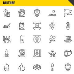 culture vector line icons set. mongolian, berry and korean Icons. Thin line design. Modern outline graphic elements, simple stroke symbols stock illustration