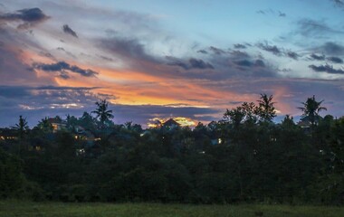 sunrise over the mountains on the tropical
