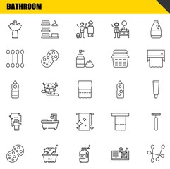 bathroom vector line icons set. sink, sponge and detergent Icons. Thin line design. Modern outline graphic elements, simple stroke symbols stock illustration