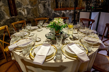 Served for banquet tables in a luxurious interior.