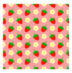 Summer pattern with strawberries on a pink background