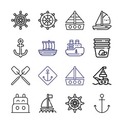 Naklejka premium vessel Icon Set with line icons. Modern Thin Line Style. Suitable for Web and Mobile Icon. Vector illustration EPS 10.