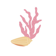 Seashell isolated on a white background. Vector children's illustration in cartoon style.