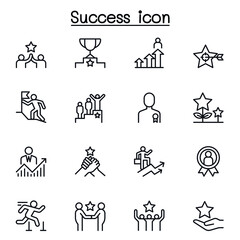 Success icon set in thin line style