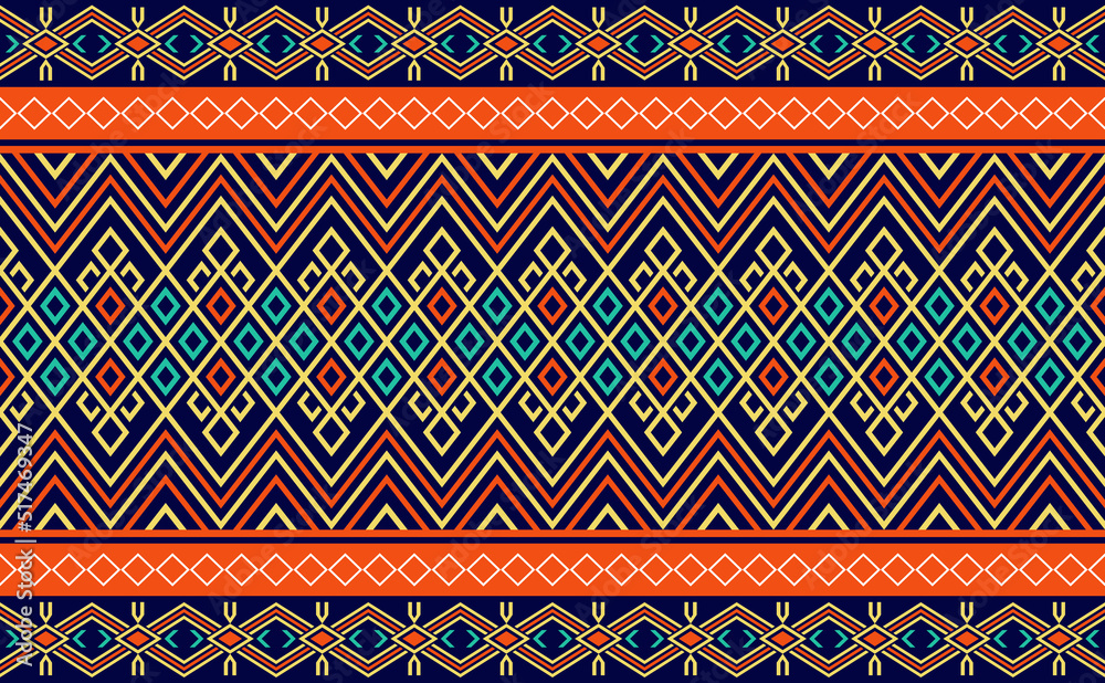 Wall mural Geometric ethnic pattern, Embroidery graphic antique background, Vector endless textile for print