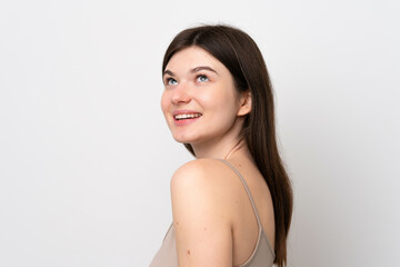 Obraz premium Young pretty Russian woman isolated on white background . Portrait