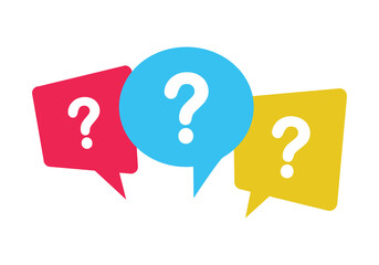 Colorful message box with question mark icon vector design. Isolated on white background