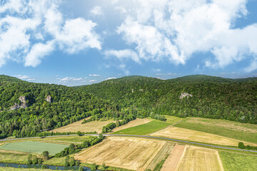 Fototapeta na wymiar Rural landscape view in the franconian switzerland, bavaria, germany, in summer