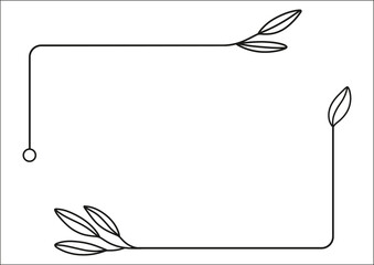 Frame for design with floral elements in a linear style on a white background. Isolated element. Vector illustration for design.