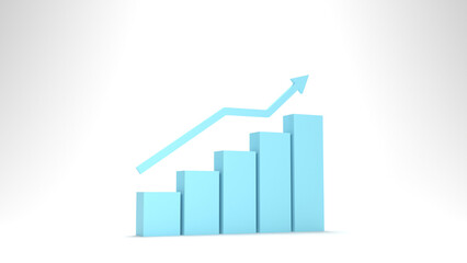 3d illustration, The Business Growth with chart rising arrow isolated with white background.