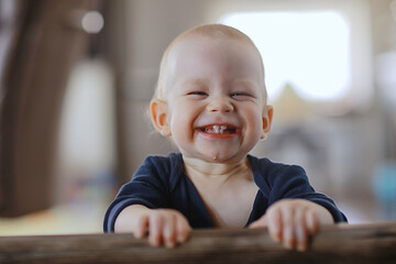 small child is laughing smiling a cheerful kid