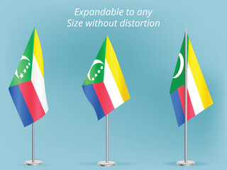 Flag of Comoros with silver pole.Set of Comoros's national flag