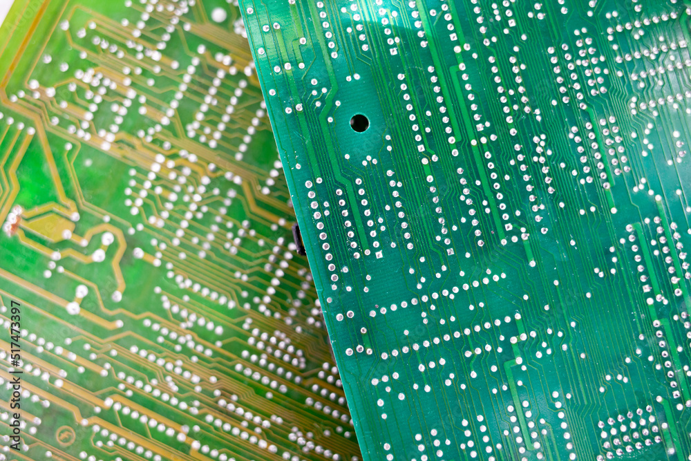 Leinwandbilder old computer chips that are out of order. not working microshops with transistors, chips and conduct