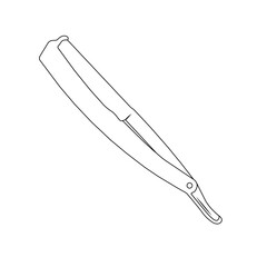 Straight Razor Outline Icon Illustration on White Background