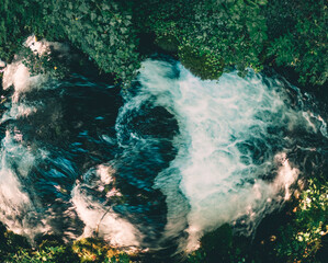 Volturno river with top view in summer