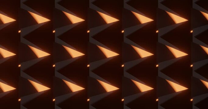 3d render with gray triangles with orange glow