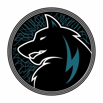 Vector wolf head image in the circle, wolf head logo design concept.