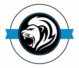 Naklejka premium Roaring lion vector logo design concept. Stylized lion's head vector image.