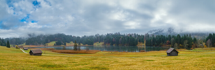 Alpine autumn lake Geroldee or Wagenbruchsee, Germany